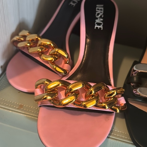 Versace Pink and Gold Women's Heeled Sandals​ - Picture 9 of 9